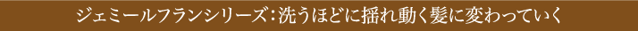 ジェミールフラン シャンプー：洗うほどに揺れ動く髪に変わっていく